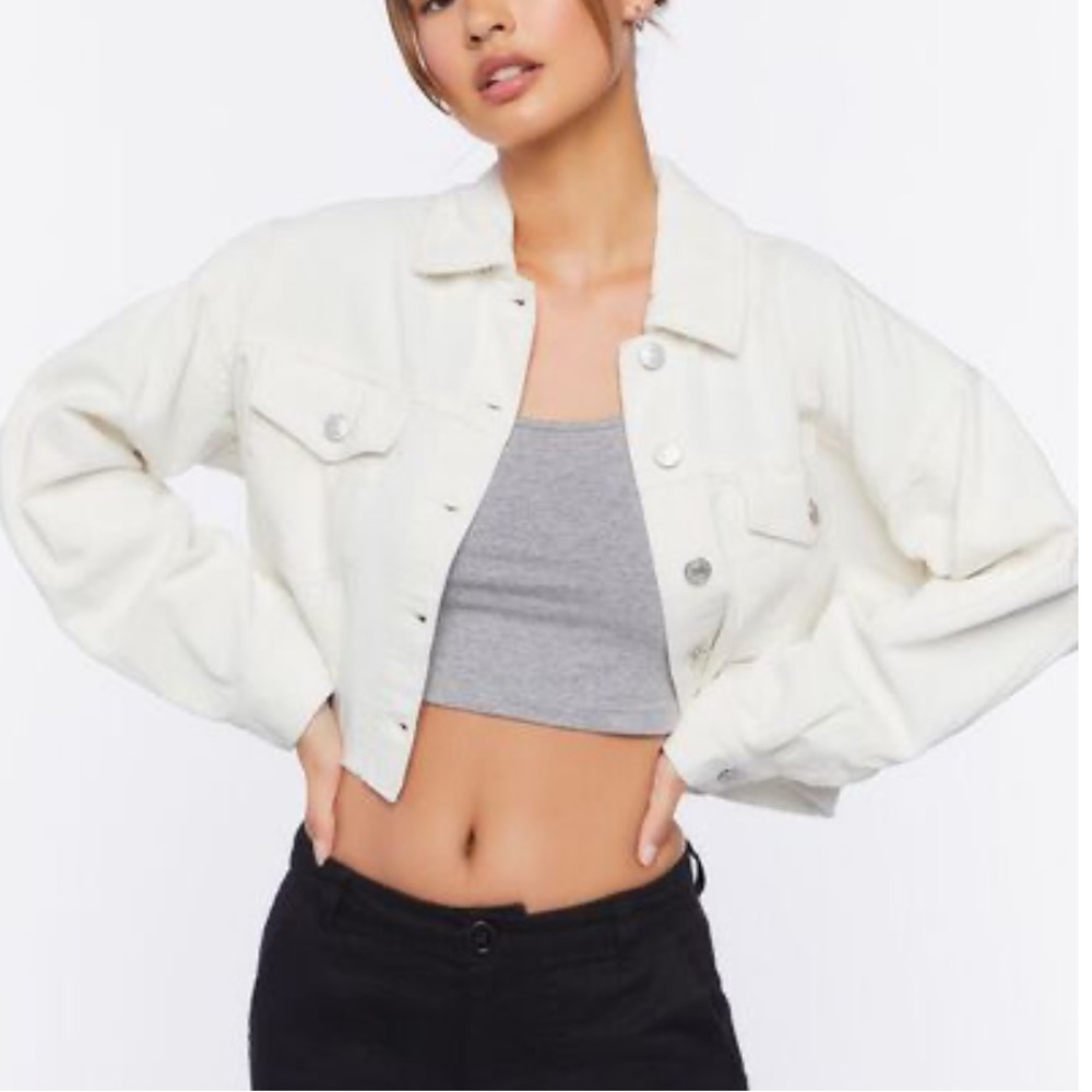 Women’s Cropped Frayed Corduroy Jacket Size Medium